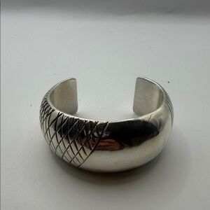 Textured Silver Cuff Bracelet